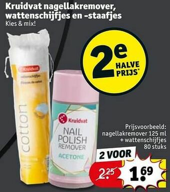 Kruidvat Nagellakremover + wattenschijfjes aanbieding