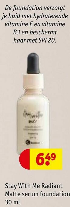 Kruidvat Stay with me radiant matte serum foundation aanbieding