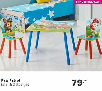 Baby & Tiener Paw patrol tafel + 2 stoeltjes aanbieding