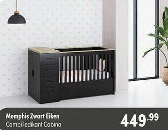Baby & Tiener Memphis zwart eiken combi ledikant cabino aanbieding