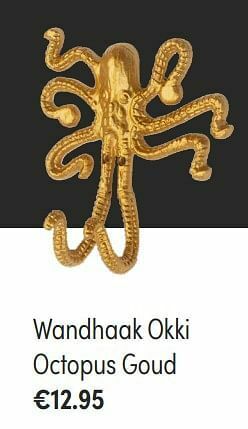 Wandhaak okki octopus goud