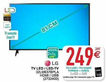 Cora Lg tv led - led-tv 32lm637bpla aanbieding