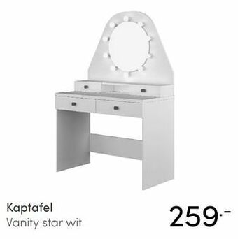 Baby & Tiener Kaptafel vanity star wit aanbieding