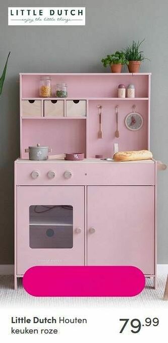 Baby & Tiener Little dutch houten keuken roze aanbieding