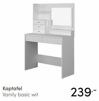 Baby & Tiener Kaptafel vanity basic wit aanbieding