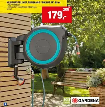 Hubo MUURHASPEL MET TUINSLANG “ROLLUP M” 25 m aanbieding