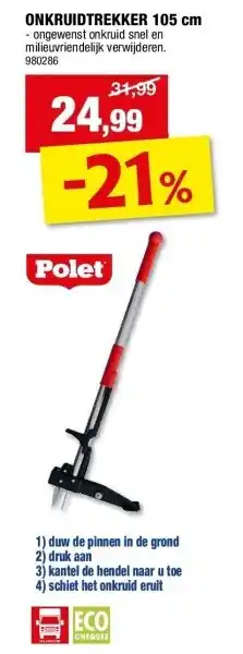 Hubo ONKRUIDTREKKER 105 cm aanbieding