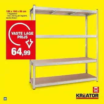 Hubo GEGALVANISEERD REK “HEAVY DUTY” 180 x 160 x 60 cm aanbieding