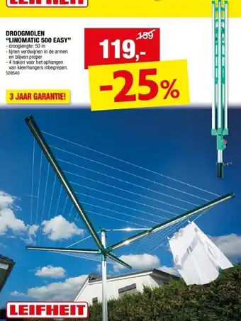 Hubo DROOGMOLEN “LINOMATIC 500 EASY” aanbieding