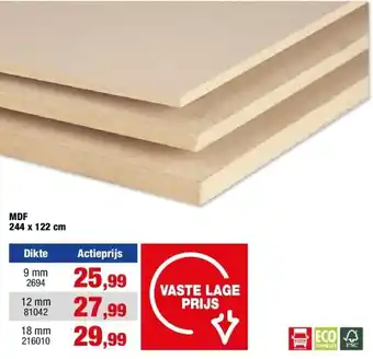 Hubo MDF 244 x 122 cm aanbieding