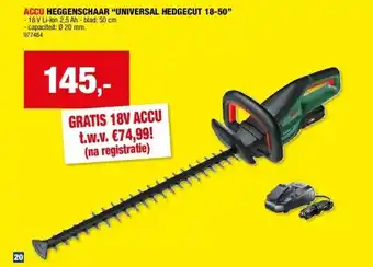 Hubo ACCU HEGGENSCHAAR “UNIVERSAL HEDGECUT 18-50” aanbieding