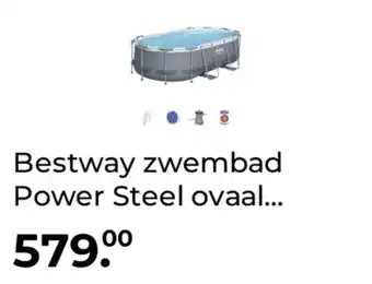 GAMMA Bestway zwembad Power Steel ovaal 424x250x100 cm met ladder en filterpomp aanbieding