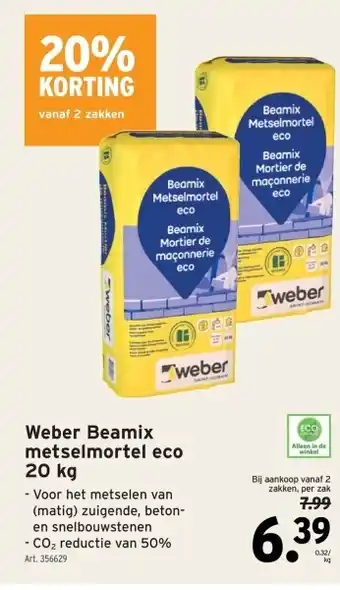 GAMMA Weber Beamix metselmortel eco 20 kg aanbieding