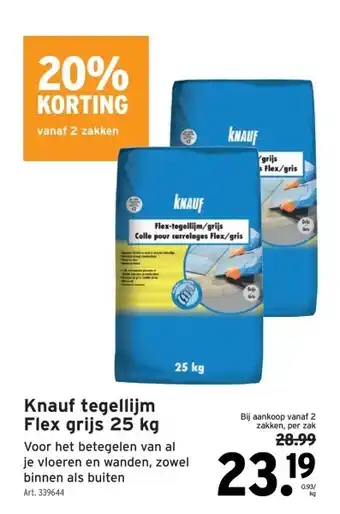 GAMMA Knauf tegellijm Flex grijs 25 kg aanbieding