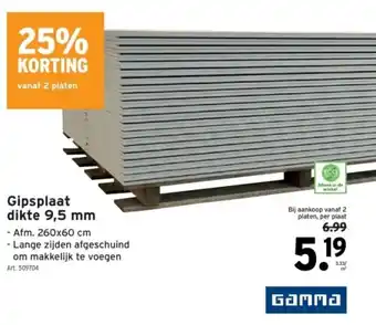 GAMMA Gipsplaat dikte 9,5 mm aanbieding