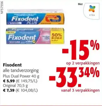 Colruyt Fixodent alle tandverzorging Plus Dual Power 40 g aanbieding
