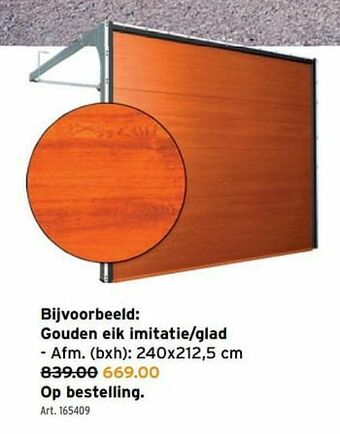 Optimal l 40 garagedeur gouden eik imitatie-glad