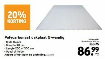 Polycarbonaat dakplaat 5-wandig