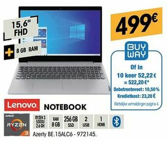 Electro Depot Lenovo notebook azerty be.15alc6 - 972145 aanbieding