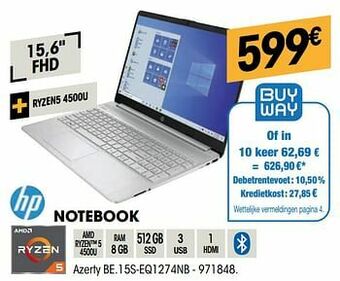 Electro Depot Hp notebook azerty be.15s-eq1274nb aanbieding