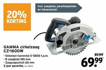 GAMMA Gamma cirkelzaag cz-1600w aanbieding