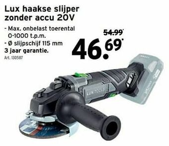 GAMMA Lux haakse slijper zonder accu 20v aanbieding