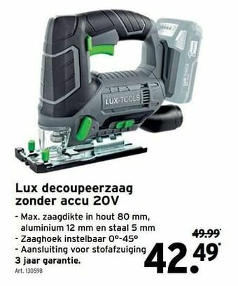 GAMMA Lux decoupeerzaag zonder accu 20v aanbieding