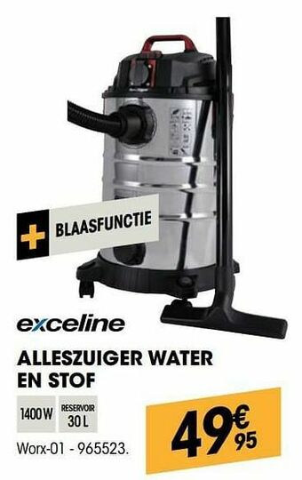 Electro Depot Exceline alleszuiger water en stof worx-01 aanbieding