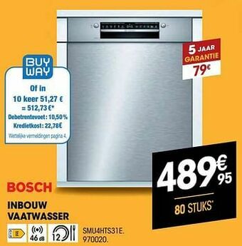 Electro Depot Bosch inbouw vaatwasser smu4hts31e aanbieding