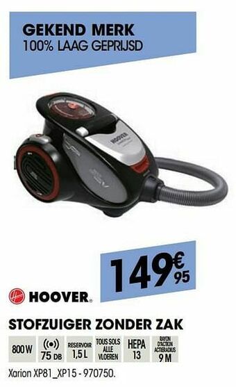 Electro Depot Hoover stofzuiger zonder zak xarion xp81_xp15 aanbieding