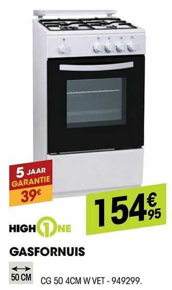 Electro Depot Highone gasfornuis cg 50 4cm w vet aanbieding