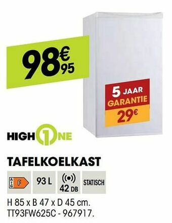 Electro Depot Highone tafelkoelkast tt93fw625c aanbieding