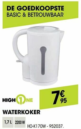 Electro Depot Highone waterkoker ho-k170w aanbieding