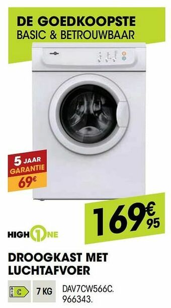 Electro Depot Highone droogkast met luchtafvoer dav7cw566c aanbieding