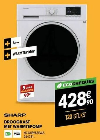 Electro Depot Sharp droogkast met warmtepomp kd-ghb9s7ew2 aanbieding