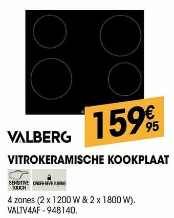 Electro Depot Valberg vitrokeramische kookplaat valtv4af aanbieding