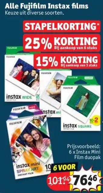 Kruidvat Alle Fujifilm Instax films aanbieding