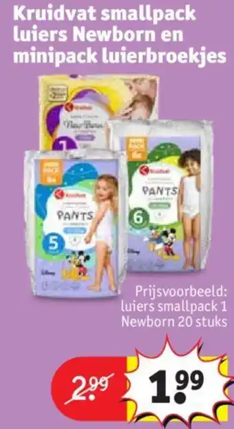 Kruidvat Smallpack luiers Newborn en minipack luierbroekjes aanbieding
