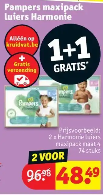 Kruidvat Pampers maxipack luiers Harmonie aanbieding