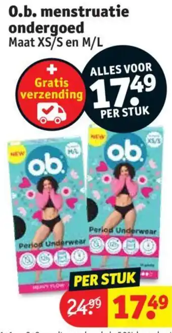 Kruidvat O.b. menstruatie ondergoed aanbieding