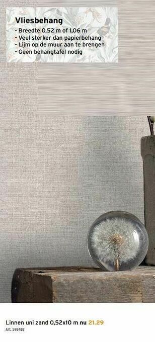 GAMMA Vliesbehang linnen uni zand aanbieding