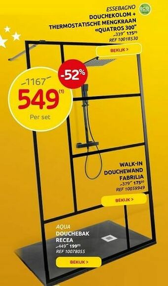 Brico Douchekolom + thermostatische mengkraan quatros 300 aanbieding