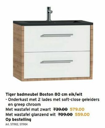 GAMMA Tiger badmeubel boston eik-wit aanbieding