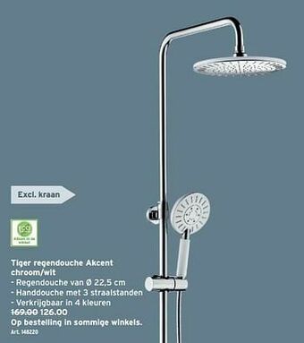 GAMMA Tiger regendouche akcent chroom-wit aanbieding