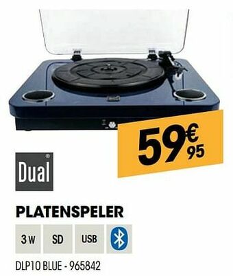 Electro Depot Dual platenspeler dlp10 blue aanbieding