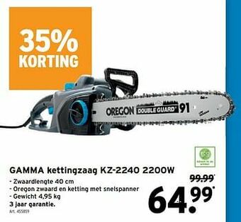 GAMMA Gamma kettingzaag kz-2240 2200w aanbieding