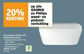 GAMMA Philips led plafondlamp mauve aanbieding