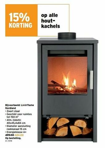 GAMMA Houtkachel livin’flame nordland aanbieding