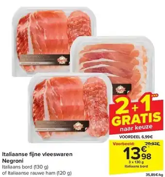 Carrefour Italiaanse fi jne vleeswaren Negroni aanbieding