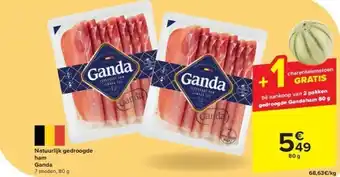 Carrefour Natuurlijk gedroogde ham Ganda aanbieding